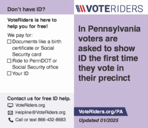 VoteRiders PA Voter ID Information Card